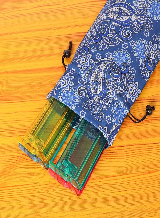 GUSTARIA Protective Sleeve for Mahjong Racks and Pushers,Blue Printed Mahjong Pusher Drawstring Bag(23.6 Inches) - Image 4